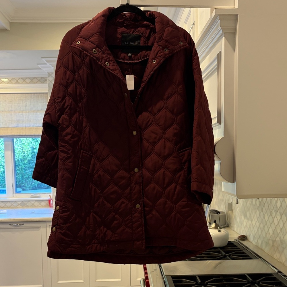 Talbots Women's Deep Red Quilted Puffer Coat